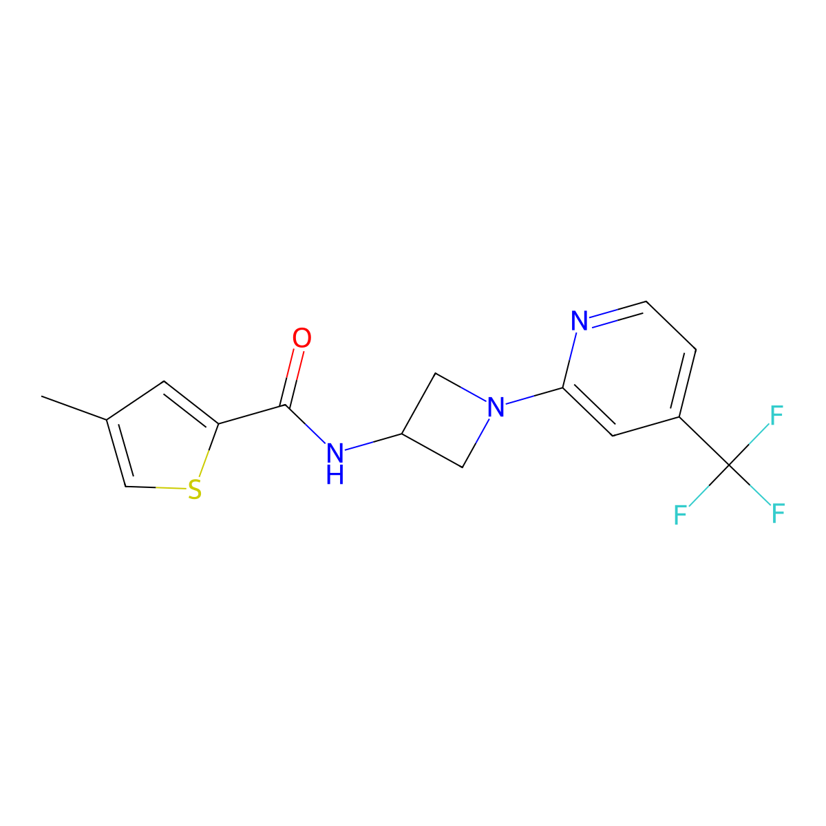 4-methyl-N-{1-[4-(trifluoromethyl)pyridin-2-yl]azetidin-3-yl}thiophene-2-carboxamide molecular structure, CAS 2415518-09-9