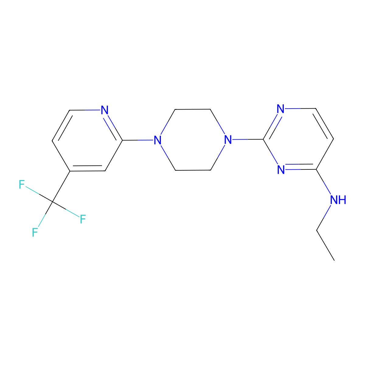 N-ethyl-2-{4-[4-(trifluoromethyl)pyridin-2-yl]piperazin-1-yl}pyrimidin-4-amine molecular structure, CAS 2415518-11-3