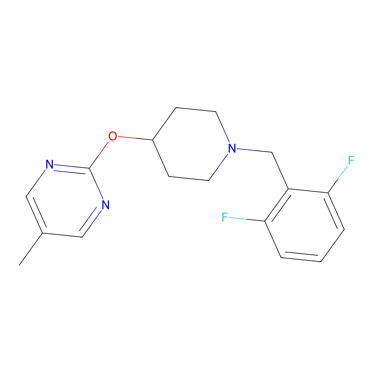 2-({1-[(2,6-Difluorophenyl)methyl]piperidin-4-yl}oxy)-5-methylpyrimidine molecular structure, CAS 2415518-14-6
