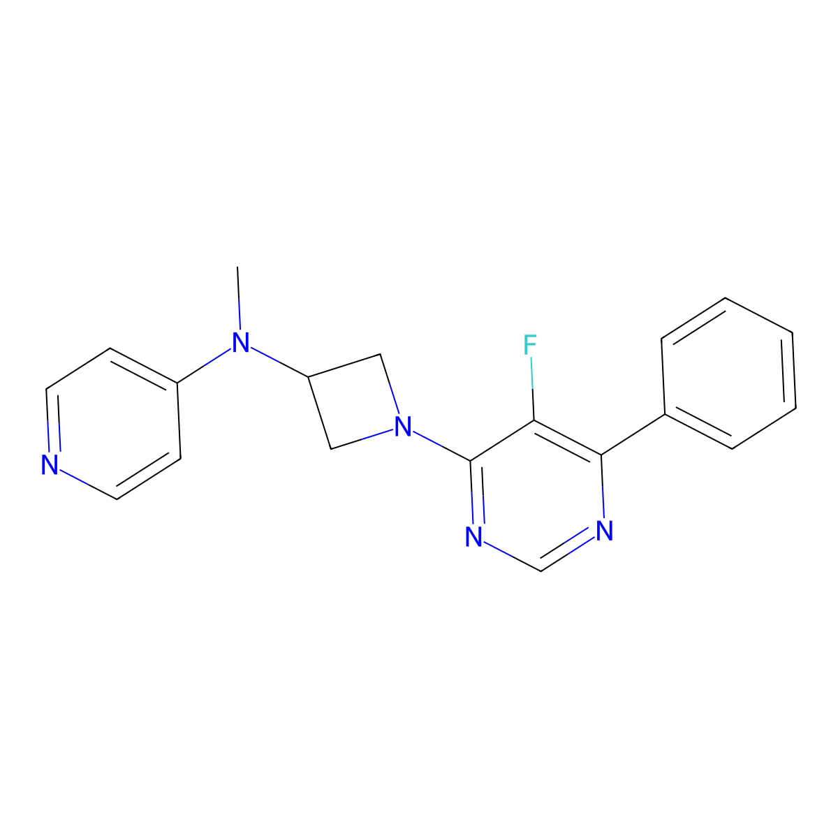 N-[1-(5-Fluoro-6-phenylpyrimidin-4-yl)azetidin-3-yl]-N-methylpyridin-4-amine molecular structure, CAS 2415518-17-9