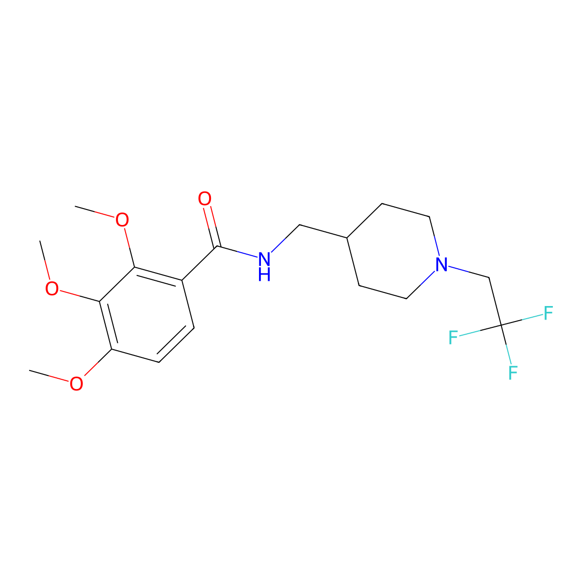 2,3,4-trimethoxy-N-{[1-(2,2,2-trifluoroethyl)piperidin-4-yl]methyl}benzamide molecular structure, CAS 2415518-23-7