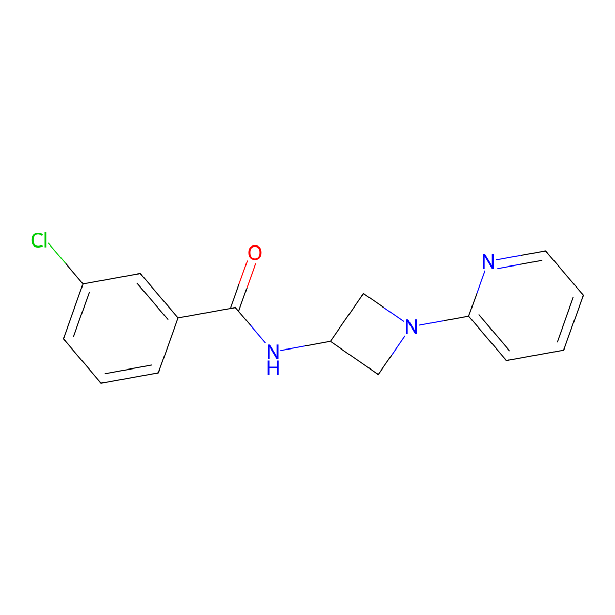 3-chloro-N-[1-(pyridin-2-yl)azetidin-3-yl]benzamide molecular structure, CAS 2415518-27-1