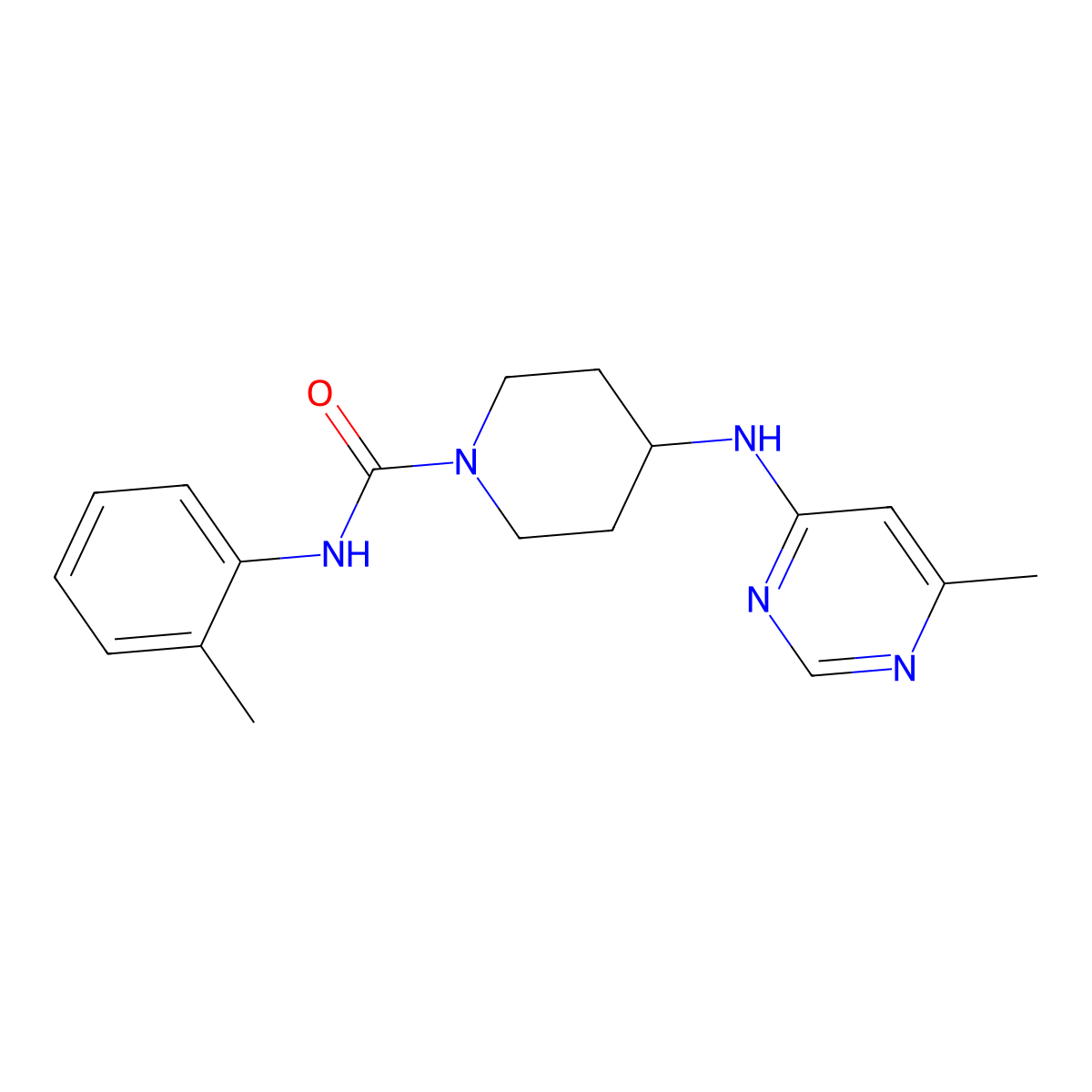 N-(2-Methylphenyl)-4-[(6-methylpyrimidin-4-yl)amino]piperidine-1-carboxamide molecular structure, CAS 2415518-29-3