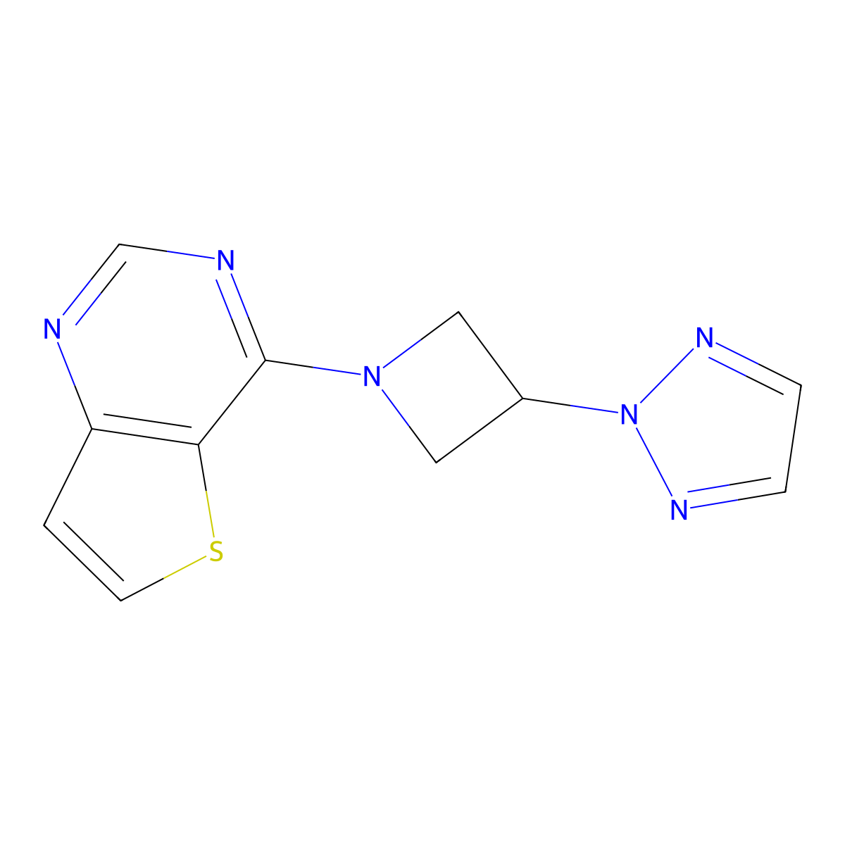2-(1-{thieno[3,2-d]pyrimidin-4-yl}azetidin-3-yl)-2H-1,2,3-triazole molecular structure, CAS 2415518-43-1