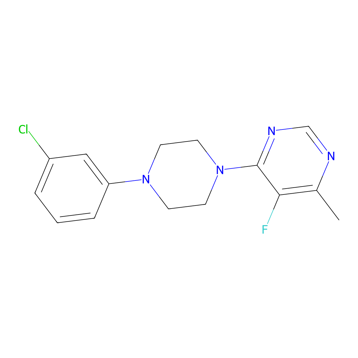4-[4-(3-Chlorophenyl)piperazin-1-yl]-5-fluoro-6-methylpyrimidine molecular structure, CAS 2415518-47-5