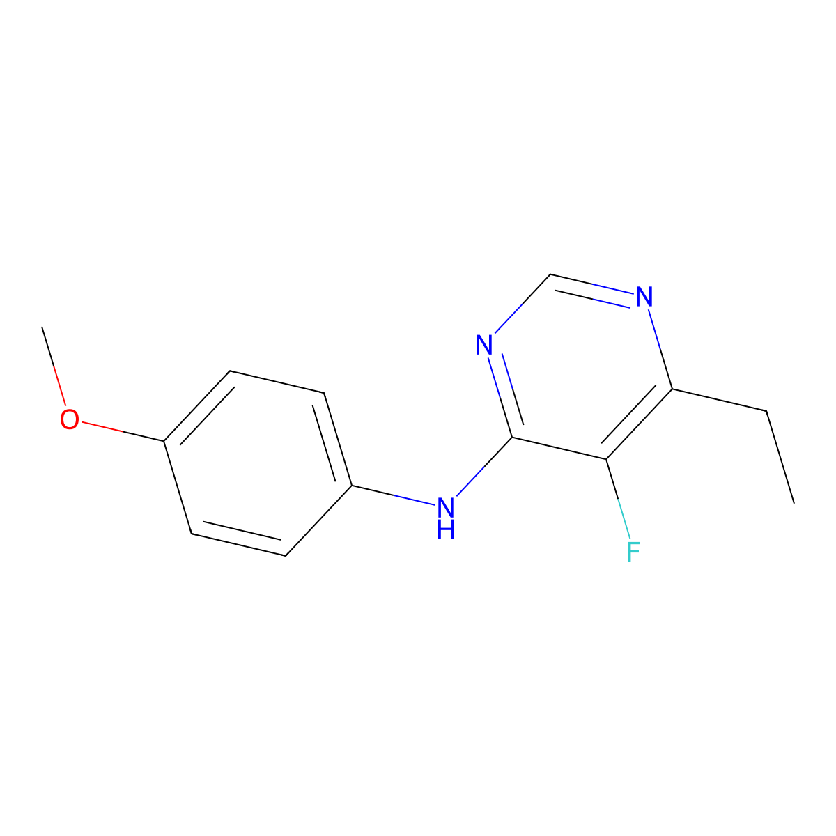 6-Ethyl-5-fluoro-N-(4-methoxyphenyl)pyrimidin-4-amine molecular structure, CAS 2415518-58-8