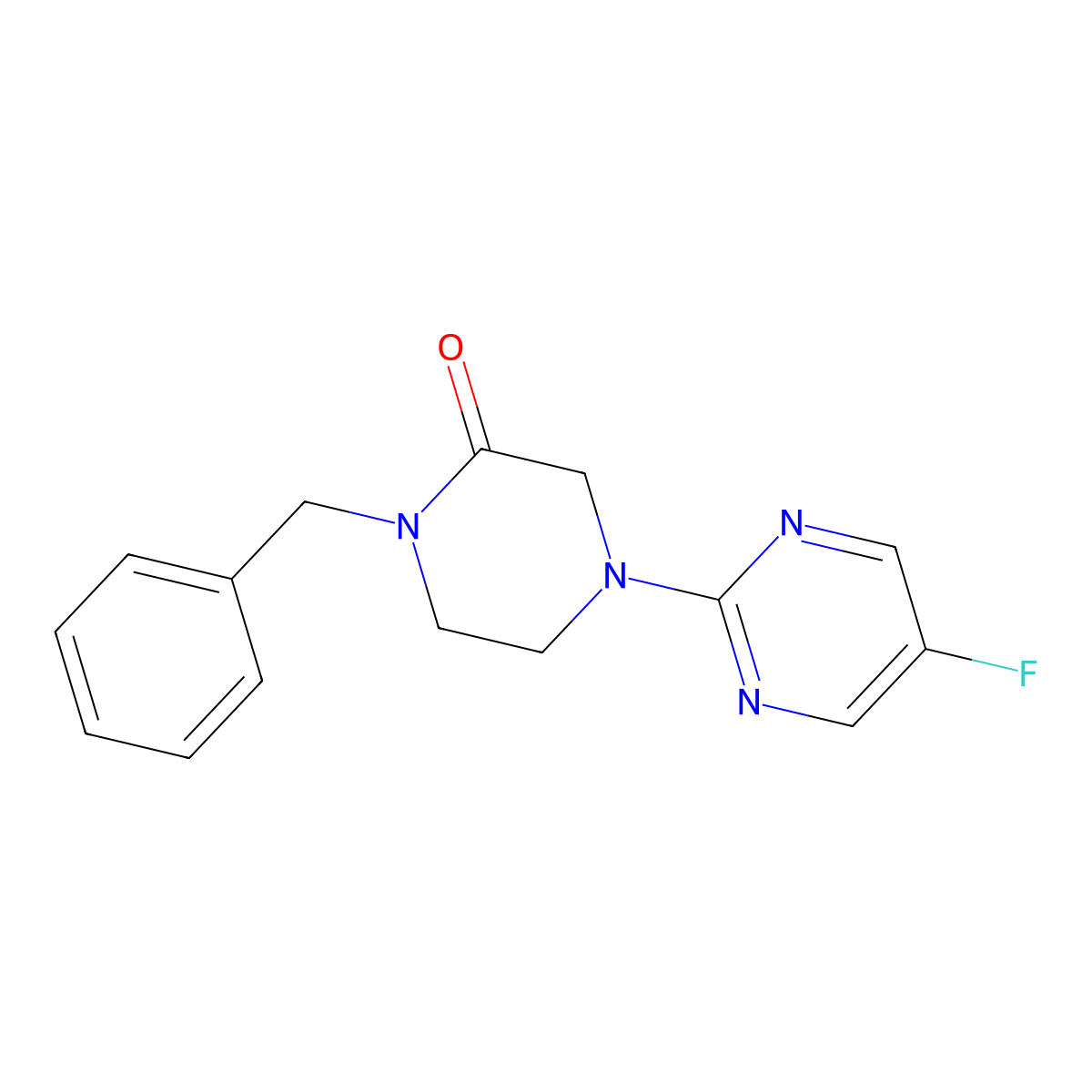 1-Benzyl-4-(5-fluoropyrimidin-2-yl)piperazin-2-one molecular structure, CAS 2415518-62-4