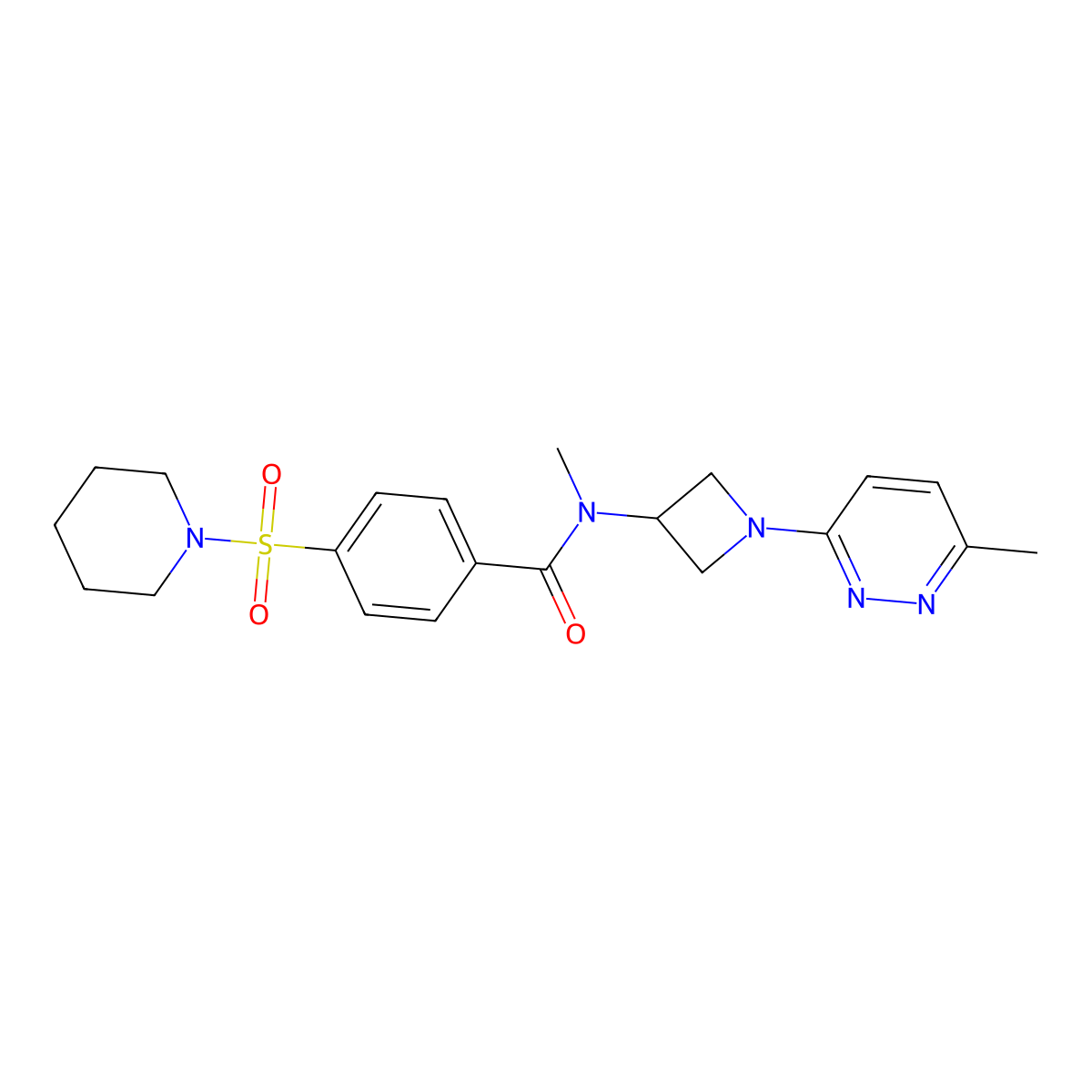 N-methyl-N-[1-(6-methylpyridazin-3-yl)azetidin-3-yl]-4-(piperidine-1-sulfonyl)benzamide molecular structure, CAS 2415518-65-7