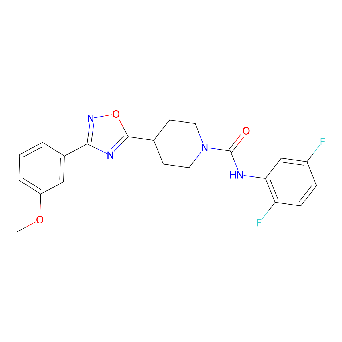 N-(2,5-difluorophenyl)-4-[3-(3-methoxyphenyl)-1,2,4-oxadiazol-5-yl]piperidine-1-carboxamide molecular structure, CAS 2415518-67-9