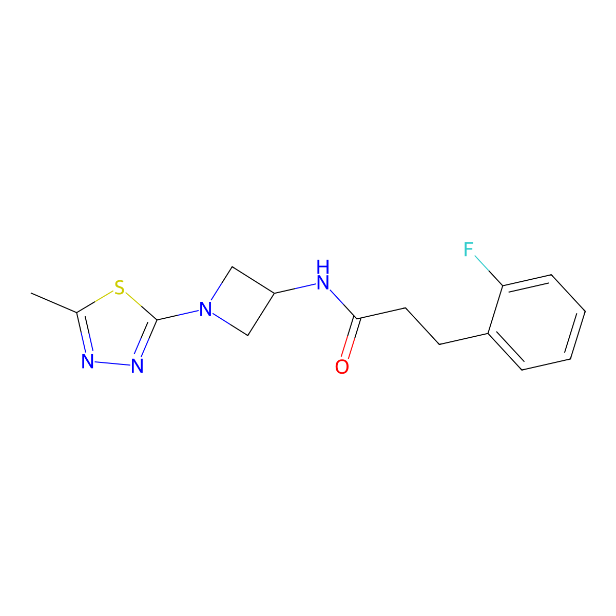 3-(2-Fluorophenyl)-N-[1-(5-methyl-1,3,4-thiadiazol-2-yl)azetidin-3-yl]propanamide molecular structure, CAS 2415518-68-0