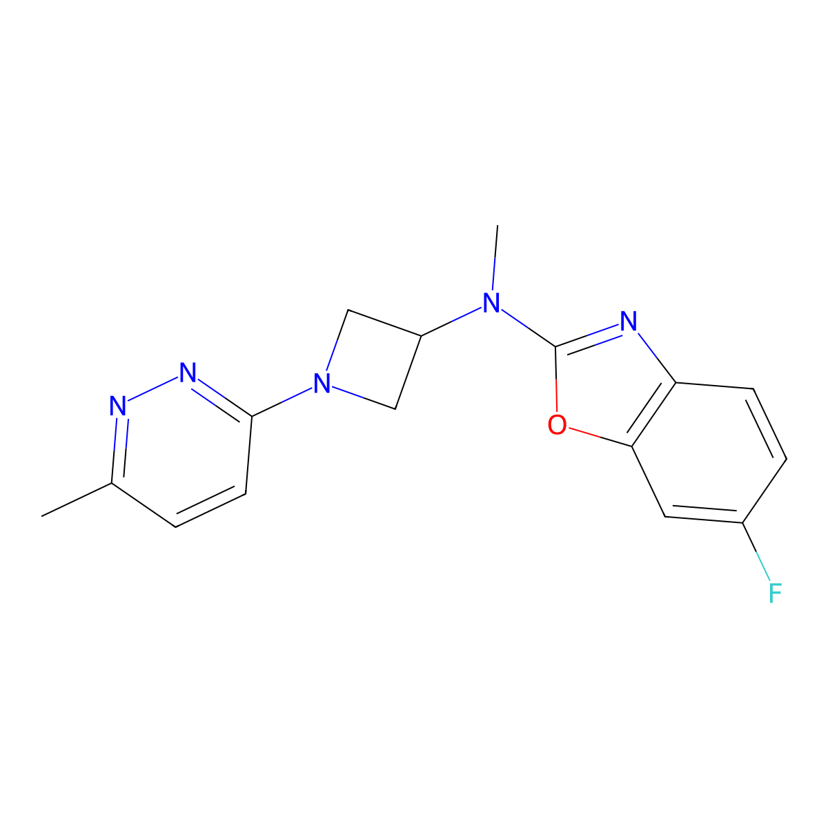 6-fluoro-N-methyl-N-[1-(6-methylpyridazin-3-yl)azetidin-3-yl]-1,3-benzoxazol-2-amine molecular structure, CAS 2415518-71-5