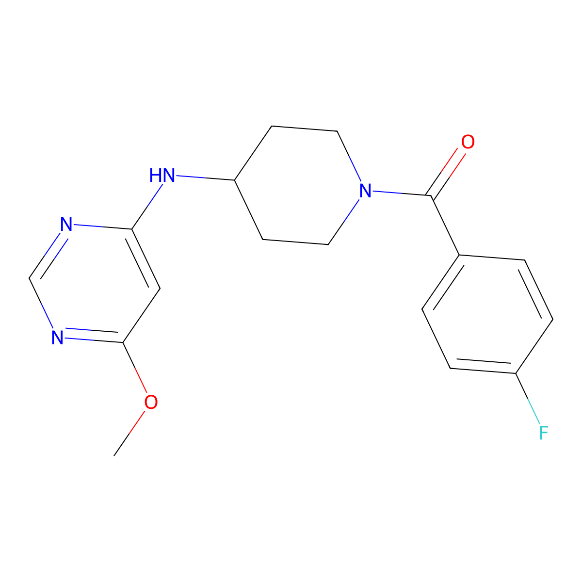 N-[1-(4-fluorobenzoyl)piperidin-4-yl]-6-methoxypyrimidin-4-amine molecular structure, CAS 2415518-74-8