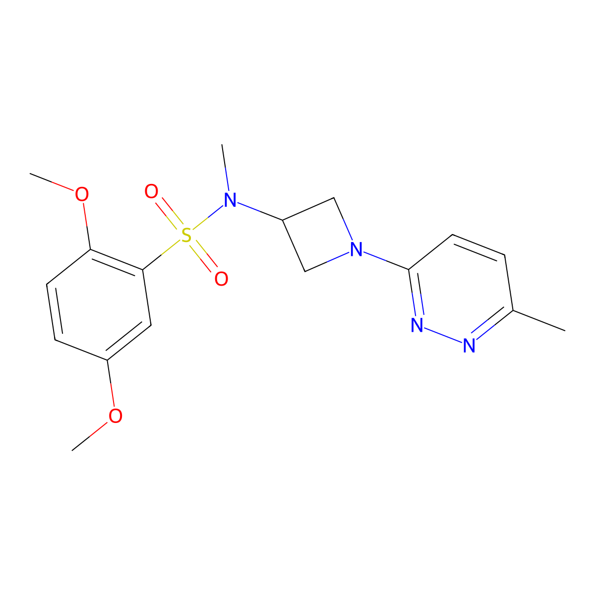2,5-dimethoxy-N-methyl-N-[1-(6-methylpyridazin-3-yl)azetidin-3-yl]benzene-1-sulfonamide molecular structure, CAS 2415518-80-6
