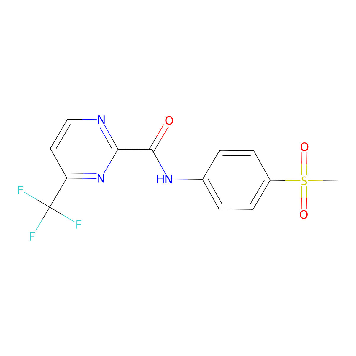 N-(4-methanesulfonylphenyl)-4-(trifluoromethyl)pyrimidine-2-carboxamide molecular structure, CAS 2415518-82-8