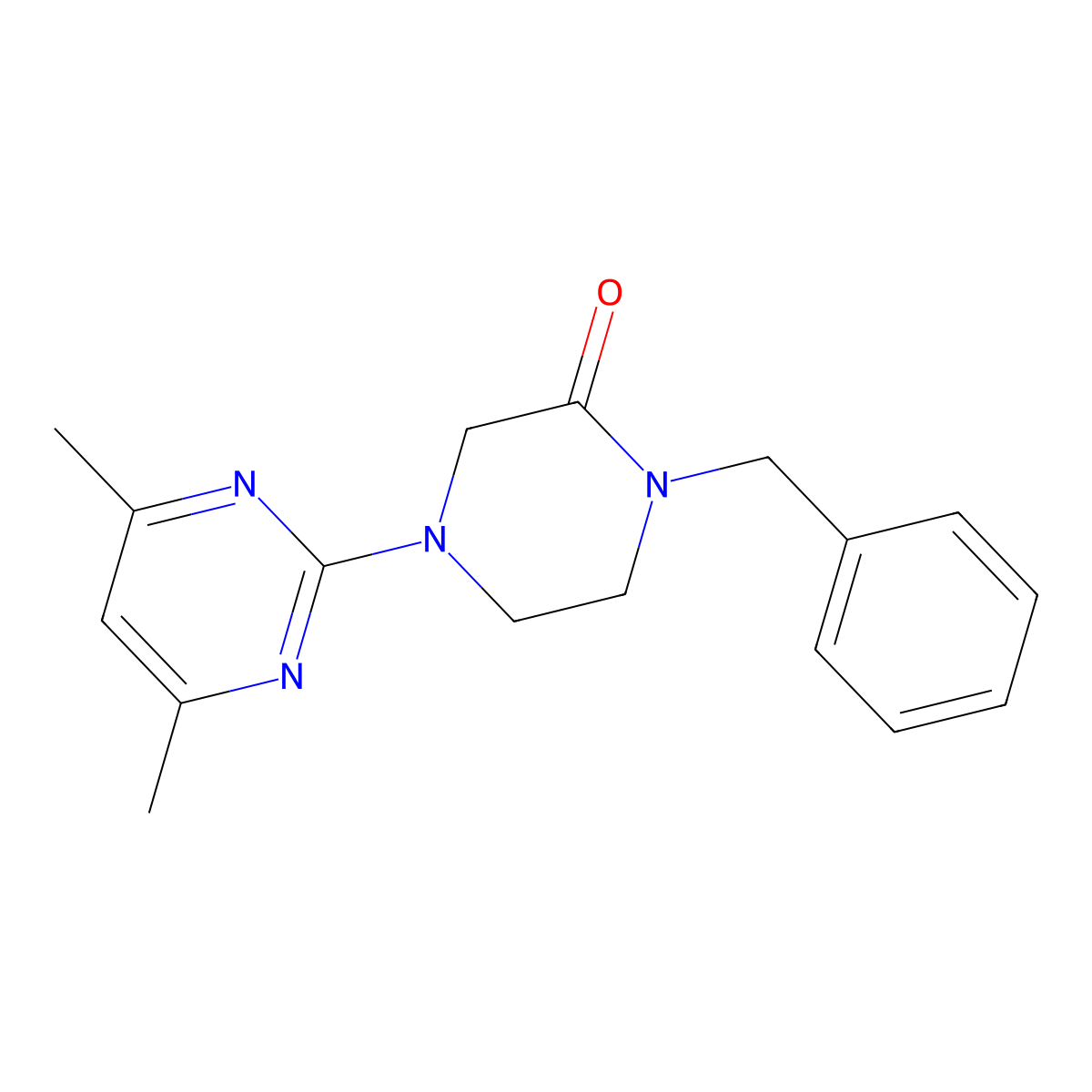 1-Benzyl-4-(4,6-dimethylpyrimidin-2-yl)piperazin-2-one molecular structure, CAS 2415518-89-5