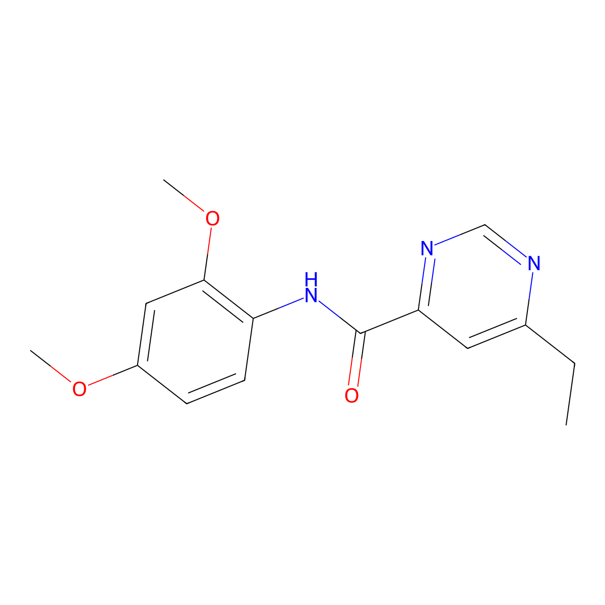N-(2,4-dimethoxyphenyl)-6-ethylpyrimidine-4-carboxamide molecular structure, CAS 2415518-93-1