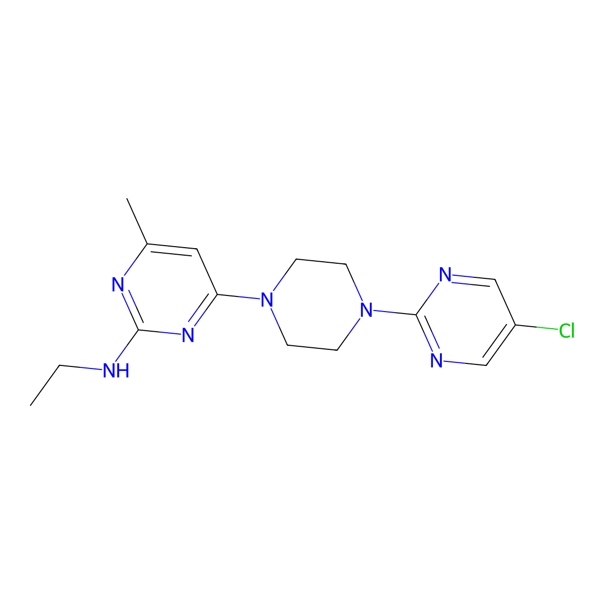 4-[4-(5-chloropyrimidin-2-yl)piperazin-1-yl]-N-ethyl-6-methylpyrimidin-2-amine molecular structure, CAS 2415518-99-7