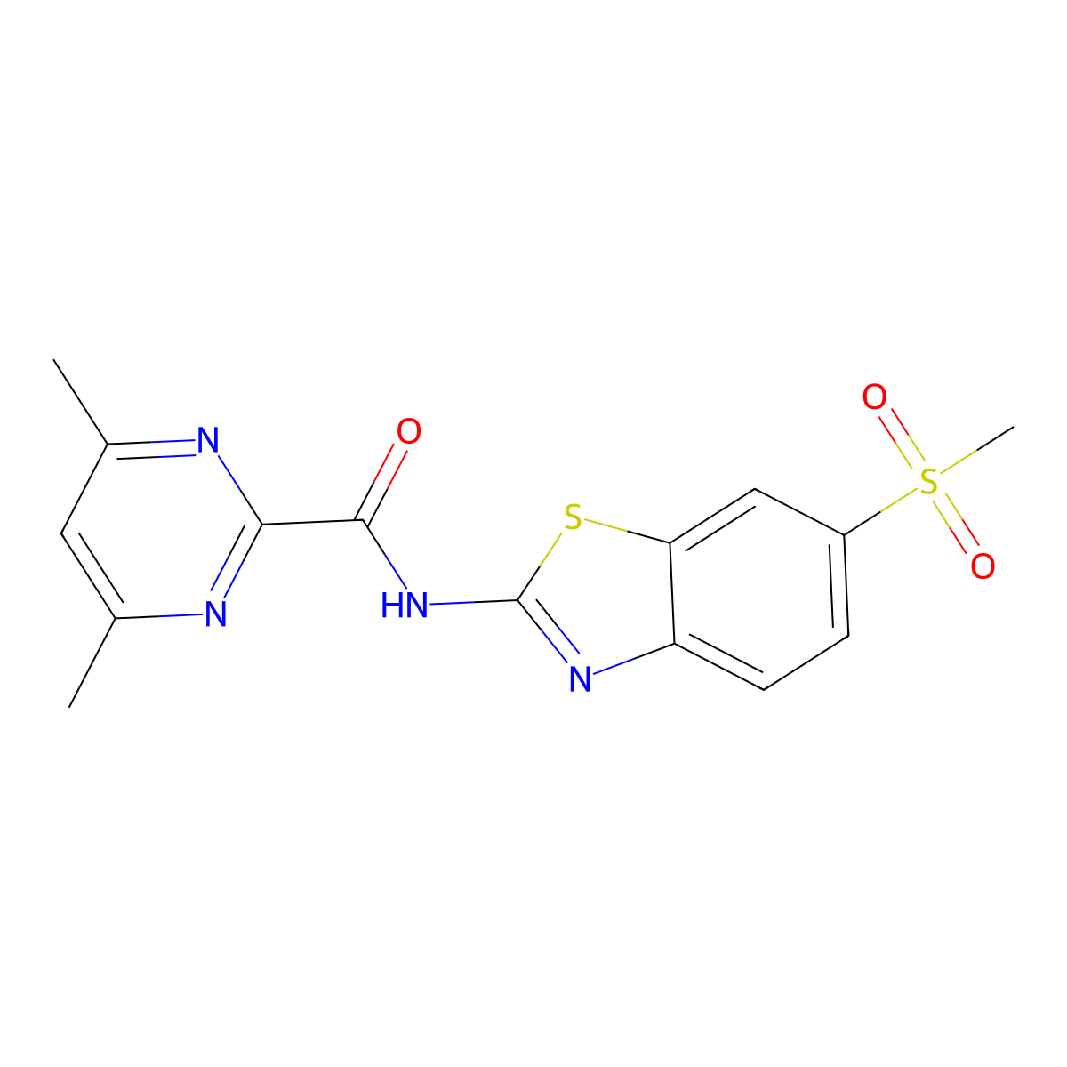 N-(6-methanesulfonyl-1,3-benzothiazol-2-yl)-4,6-dimethylpyrimidine-2-carboxamide molecular structure, CAS 2415519-04-7