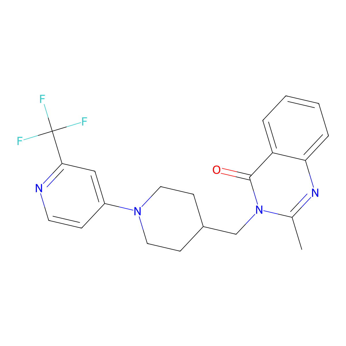 2-Methyl-3-({1-[2-(trifluoromethyl)pyridin-4-yl]piperidin-4-yl}methyl)-3,4-dihydroquinazolin-4-one molecular structure, CAS 2415519-10-5