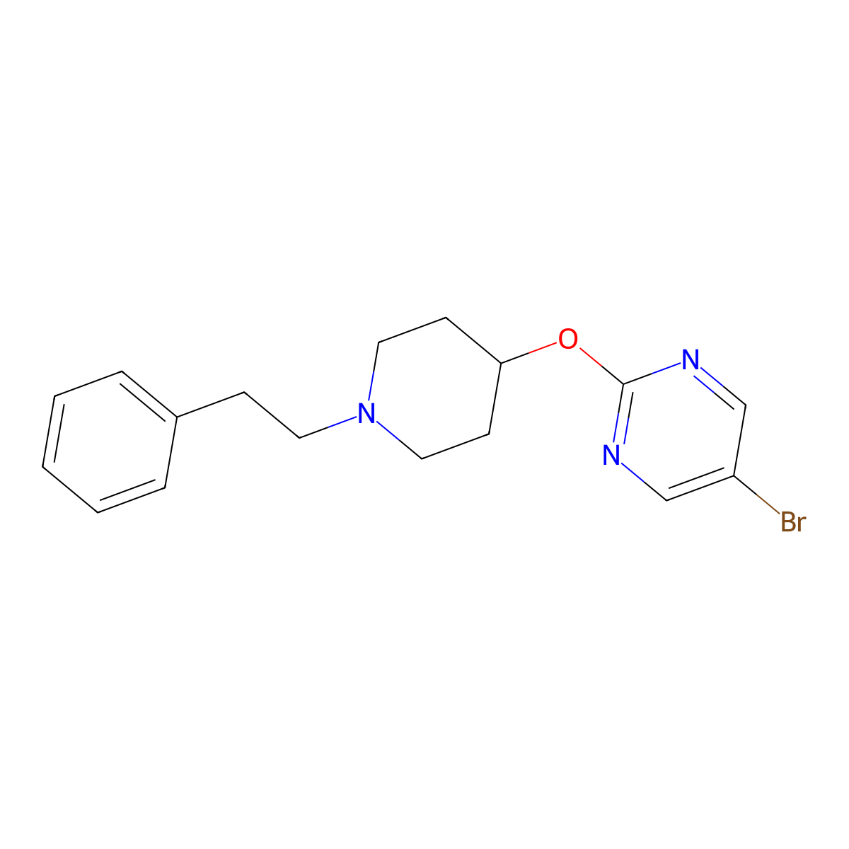 5-Bromo-2-{[1-(2-phenylethyl)piperidin-4-yl]oxy}pyrimidine molecular structure, CAS 2415519-12-7
