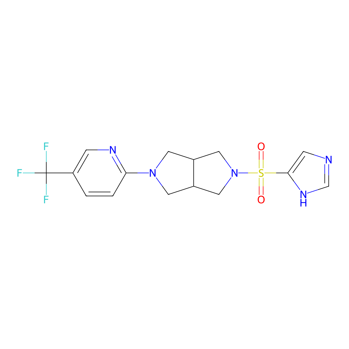 2-[5-(1H-imidazole-4-sulfonyl)-octahydropyrrolo[3,4-c]pyrrol-2-yl]-5-(trifluoromethyl)pyridine molecular structure, CAS 2415519-13-8