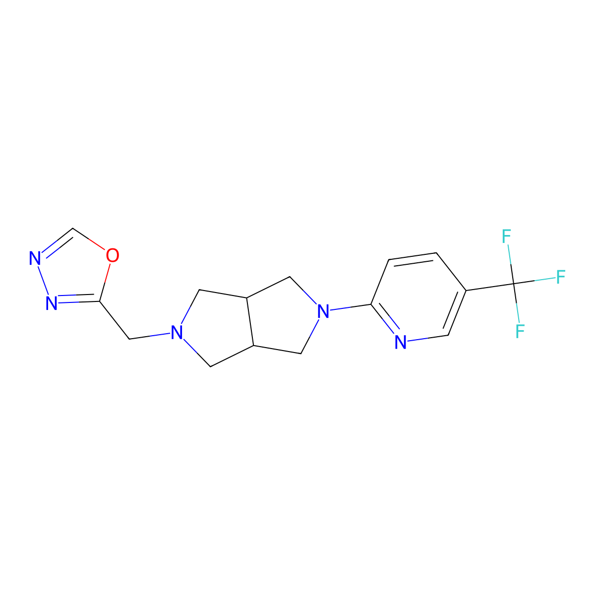 2-{5-[(1,3,4-Oxadiazol-2-yl)methyl]-octahydropyrrolo[3,4-c]pyrrol-2-yl}-5-(trifluoromethyl)pyridine molecular structure, CAS 2415519-15-0