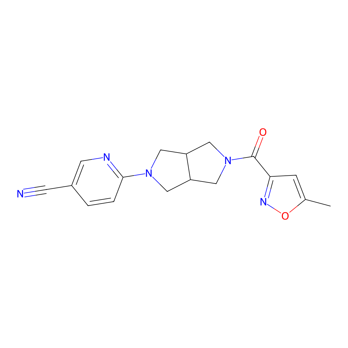 6-[5-(5-Methyl-1,2-oxazole-3-carbonyl)-octahydropyrrolo[3,4-c]pyrrol-2-yl]pyridine-3-carbonitrile molecular structure, CAS 2415519-22-9