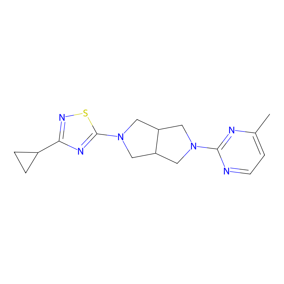 2-[5-(3-Cyclopropyl-1,2,4-thiadiazol-5-yl)-octahydropyrrolo[3,4-c]pyrrol-2-yl]-4-methylpyrimidine molecular structure, CAS 2415519-23-0