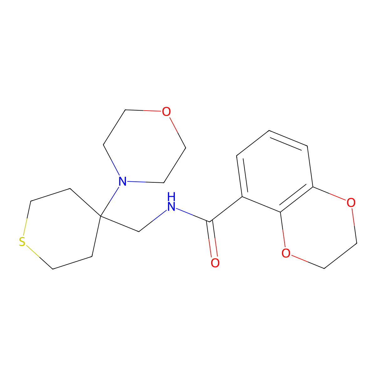 N-{[4-(morpholin-4-yl)thian-4-yl]methyl}-2,3-dihydro-1,4-benzodioxine-5-carboxamide molecular structure, CAS 2415519-31-0