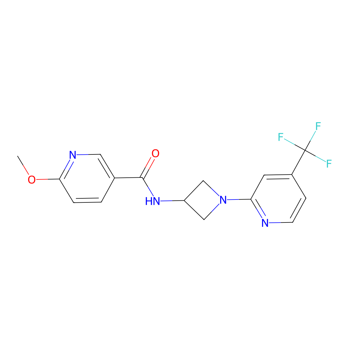 6-methoxy-N-{1-[4-(trifluoromethyl)pyridin-2-yl]azetidin-3-yl}pyridine-3-carboxamide molecular structure, CAS 2415519-33-2