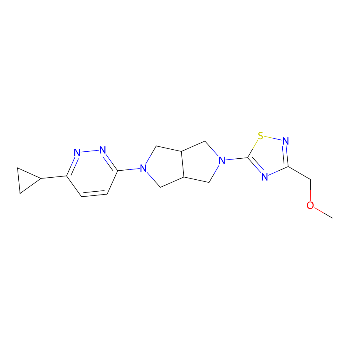 3-Cyclopropyl-6-{5-[3-(methoxymethyl)-1,2,4-thiadiazol-5-yl]-octahydropyrrolo[3,4-c]pyrrol-2-yl}pyridazine molecular structure, CAS 2415519-34-3
