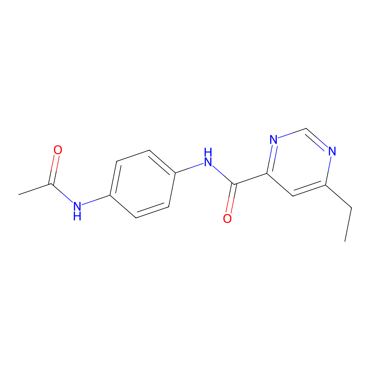 N-(4-acetamidophenyl)-6-ethylpyrimidine-4-carboxamide molecular structure, CAS 2415519-36-5