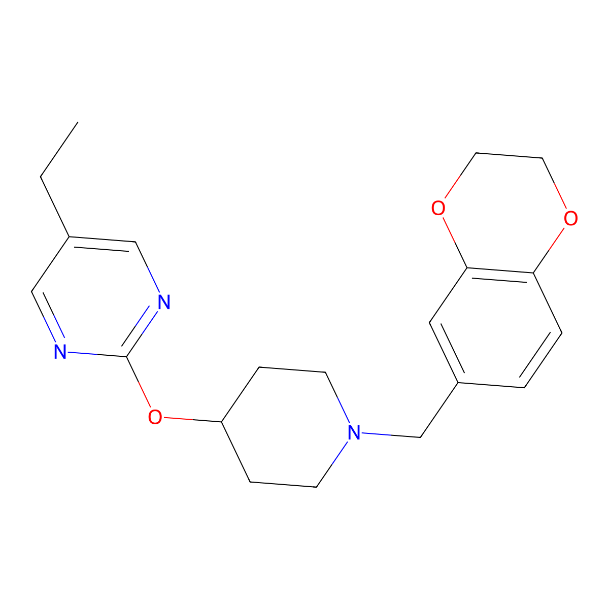 2-({1-[(2,3-Dihydro-1,4-benzodioxin-6-yl)methyl]piperidin-4-yl}oxy)-5-ethylpyrimidine molecular structure, CAS 2415519-43-4