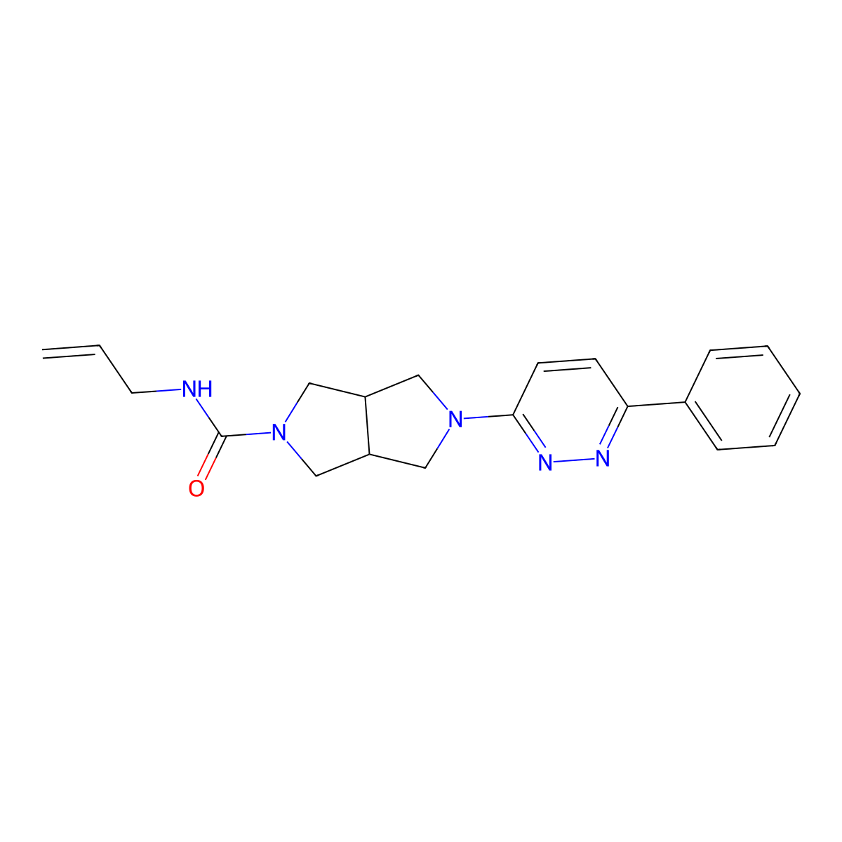 5-(6-phenylpyridazin-3-yl)-N-(prop-2-en-1-yl)-octahydropyrrolo[3,4-c]pyrrole-2-carboxamide molecular structure, CAS 2415519-44-5