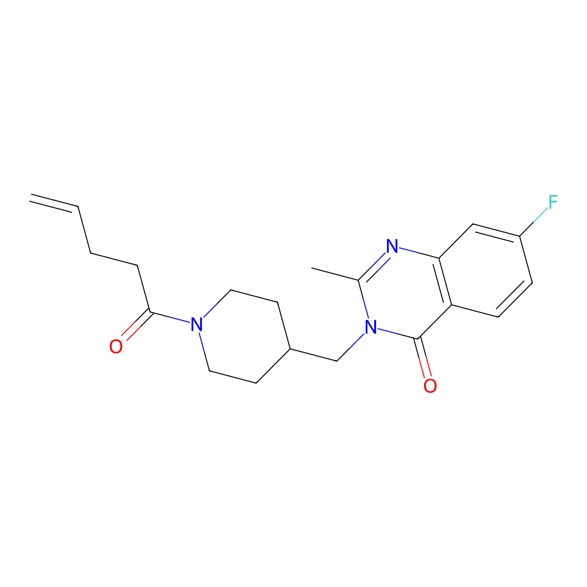 7-Fluoro-2-methyl-3-{[1-(pent-4-enoyl)piperidin-4-yl]methyl}-3,4-dihydroquinazolin-4-one molecular structure, CAS 2415519-45-6