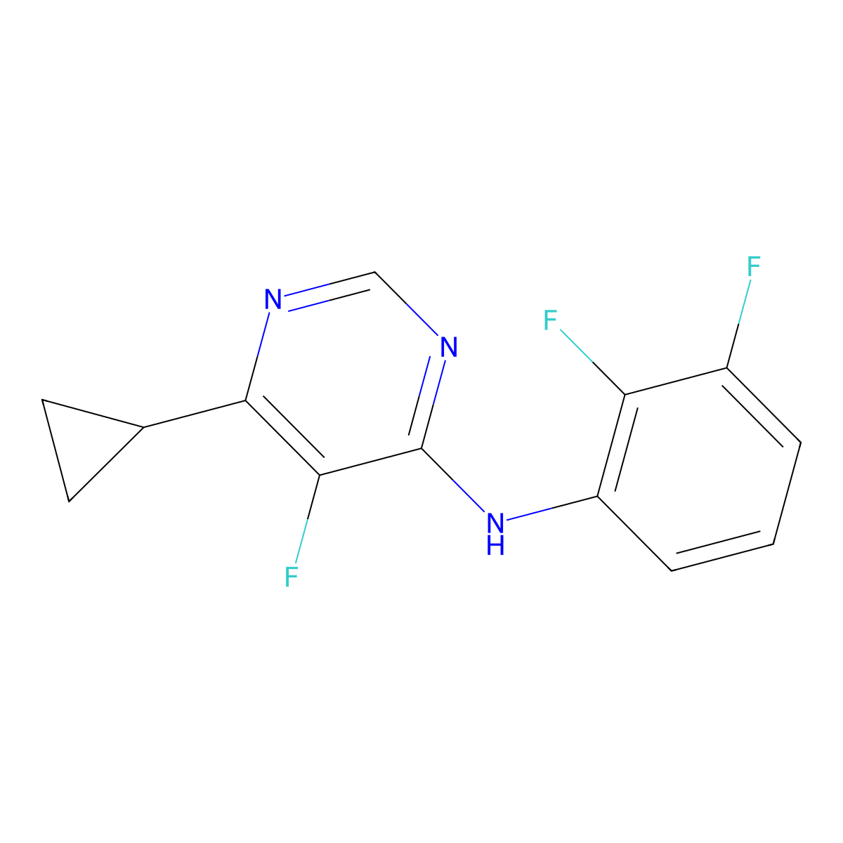 6-Cyclopropyl-N-(2,3-difluorophenyl)-5-fluoropyrimidin-4-amine molecular structure, CAS 2415519-48-9