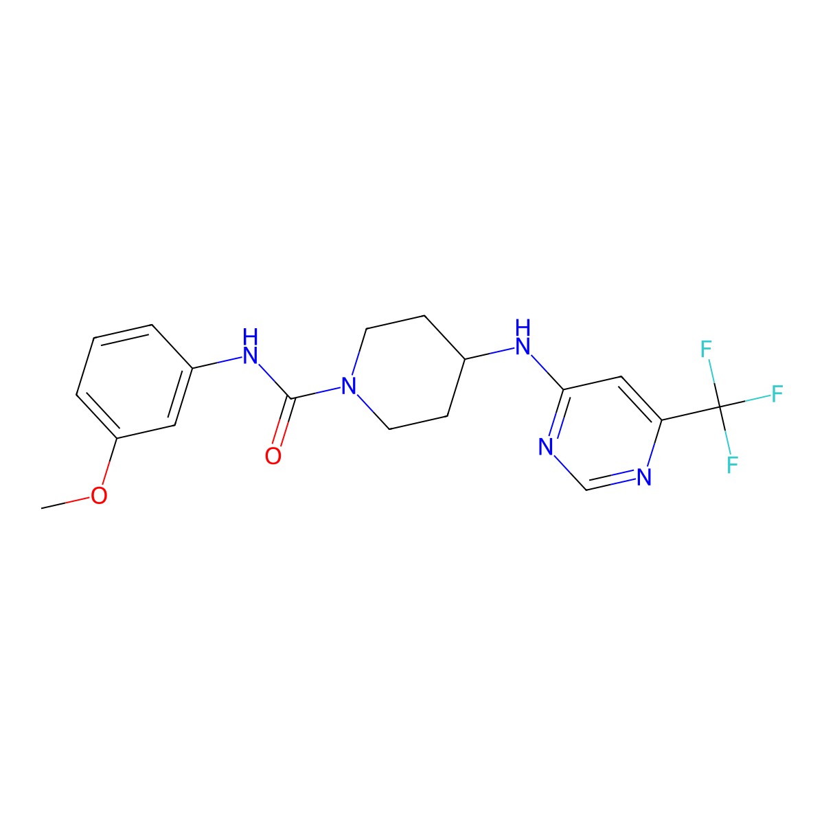 N-(3-methoxyphenyl)-4-{[6-(trifluoromethyl)pyrimidin-4-yl]amino}piperidine-1-carboxamide molecular structure, CAS 2415519-53-6