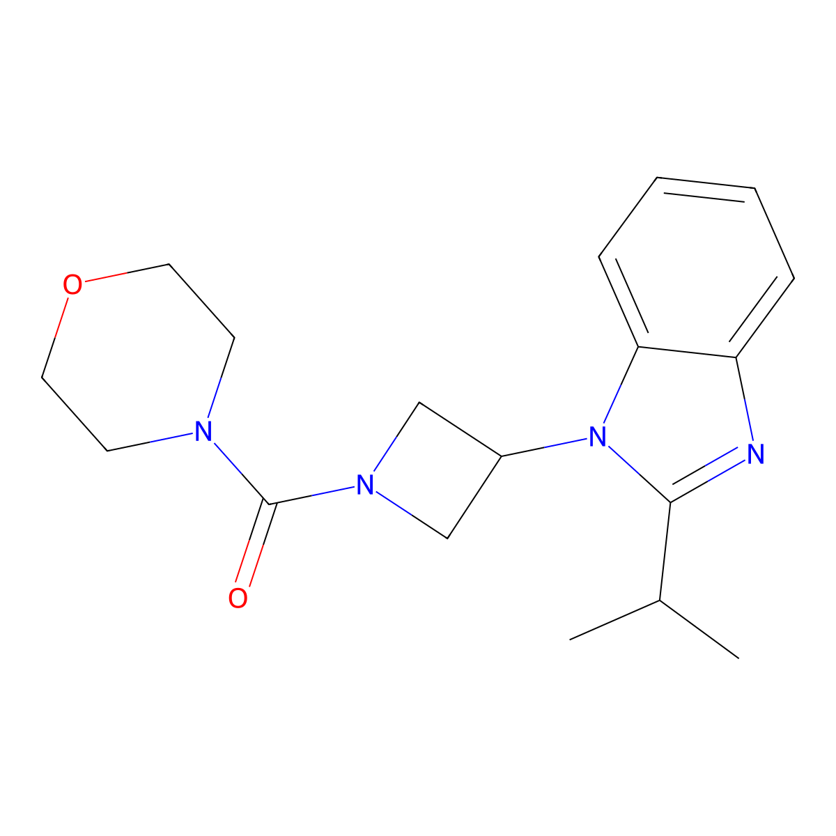 1-[1-(morpholine-4-carbonyl)azetidin-3-yl]-2-(propan-2-yl)-1H-1,3-benzodiazole molecular structure, CAS 2415519-57-0