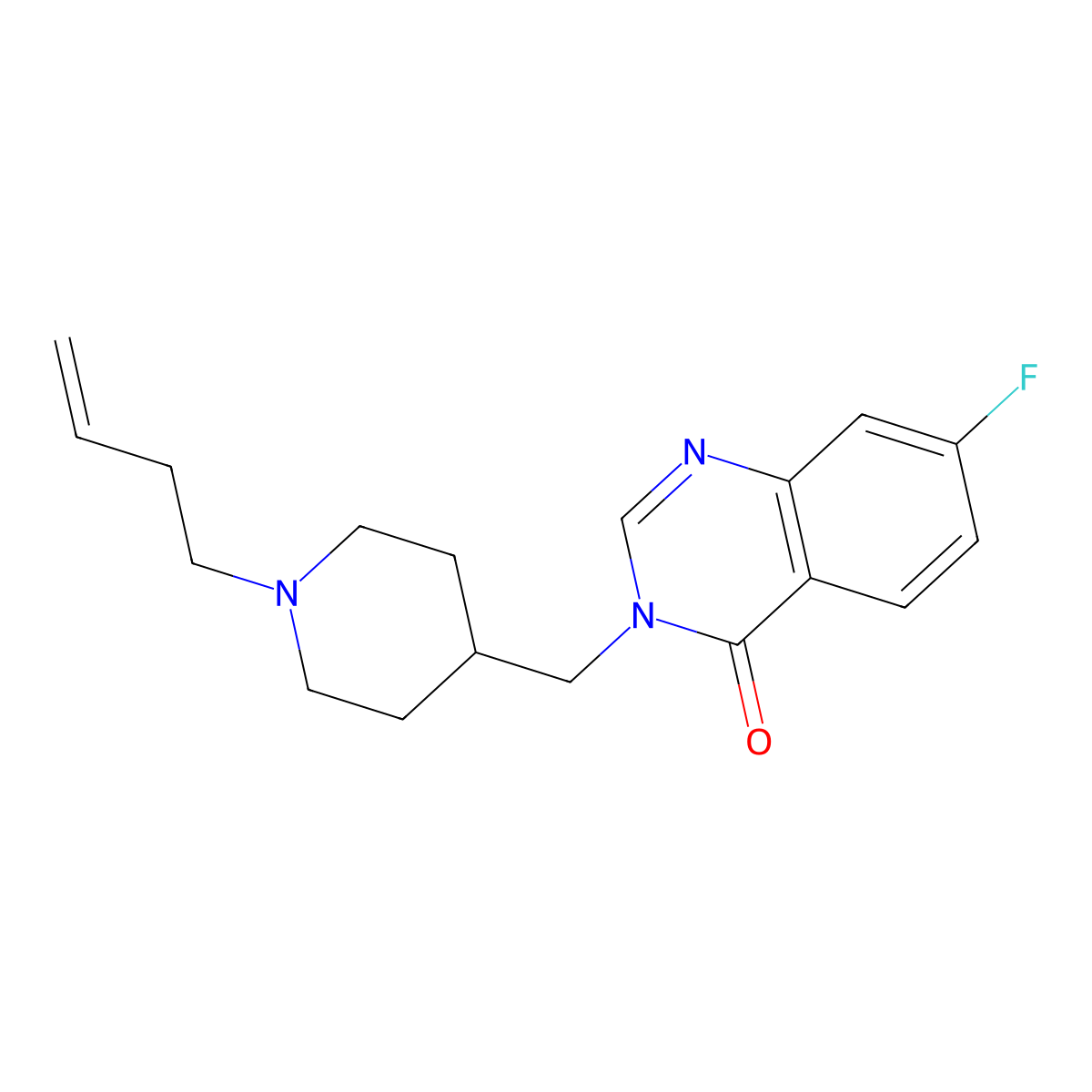 3-{[1-(But-3-en-1-yl)piperidin-4-yl]methyl}-7-fluoro-3,4-dihydroquinazolin-4-one molecular structure, CAS 2415519-64-9