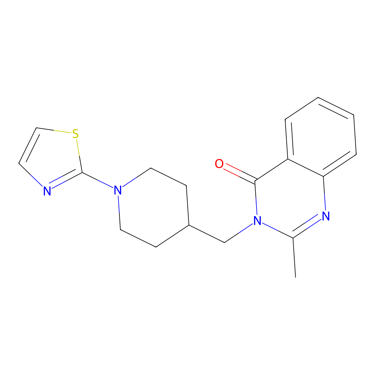 2-Methyl-3-{[1-(1,3-thiazol-2-yl)piperidin-4-yl]methyl}-3,4-dihydroquinazolin-4-one molecular structure, CAS 2415519-67-2