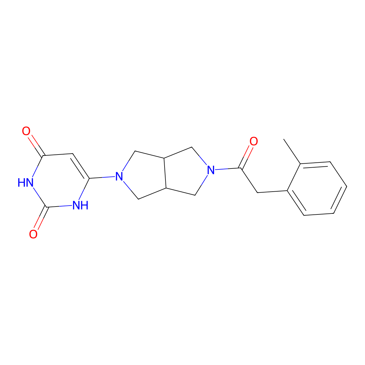 6-{5-[2-(2-Methylphenyl)acetyl]-octahydropyrrolo[3,4-c]pyrrol-2-yl}-1,2,3,4-tetrahydropyrimidine-2,4-dione molecular structure, CAS 2415519-68-3
