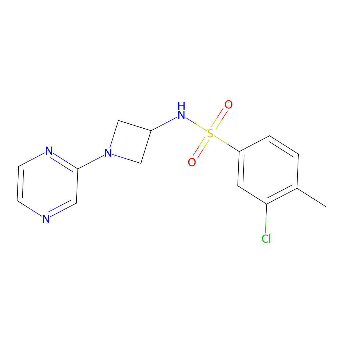 3-chloro-4-methyl-N-[1-(pyrazin-2-yl)azetidin-3-yl]benzene-1-sulfonamide molecular structure, CAS 2415519-75-2