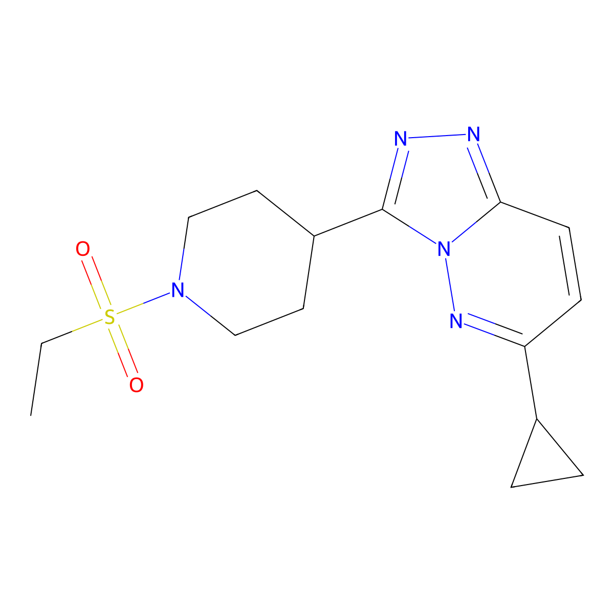 4-{6-Cyclopropyl-[1,2,4]triazolo[4,3-b]pyridazin-3-yl}-1-(ethanesulfonyl)piperidine molecular structure, CAS 2415519-77-4