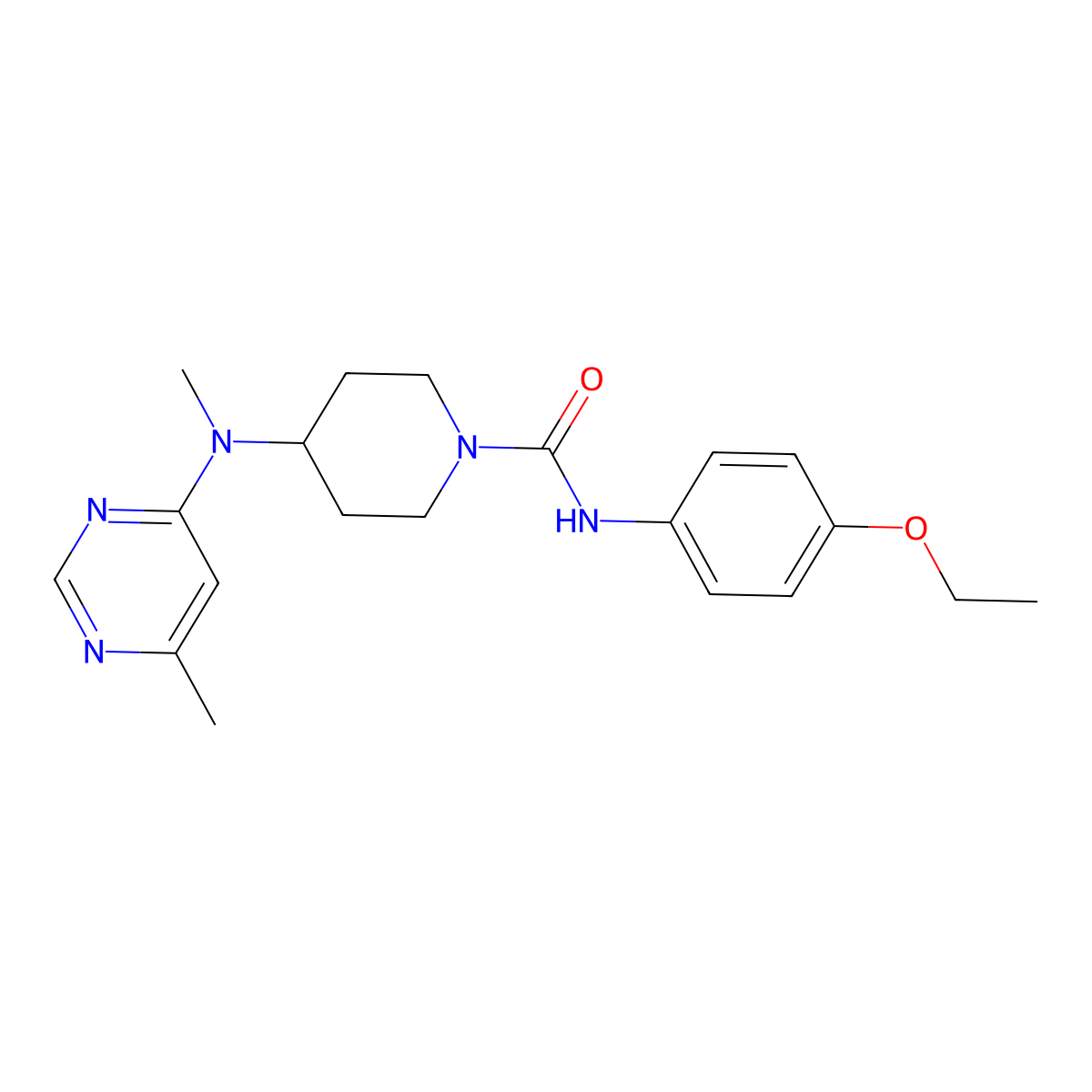 N-(4-ethoxyphenyl)-4-[methyl(6-methylpyrimidin-4-yl)amino]piperidine-1-carboxamide molecular structure, CAS 2415519-81-0