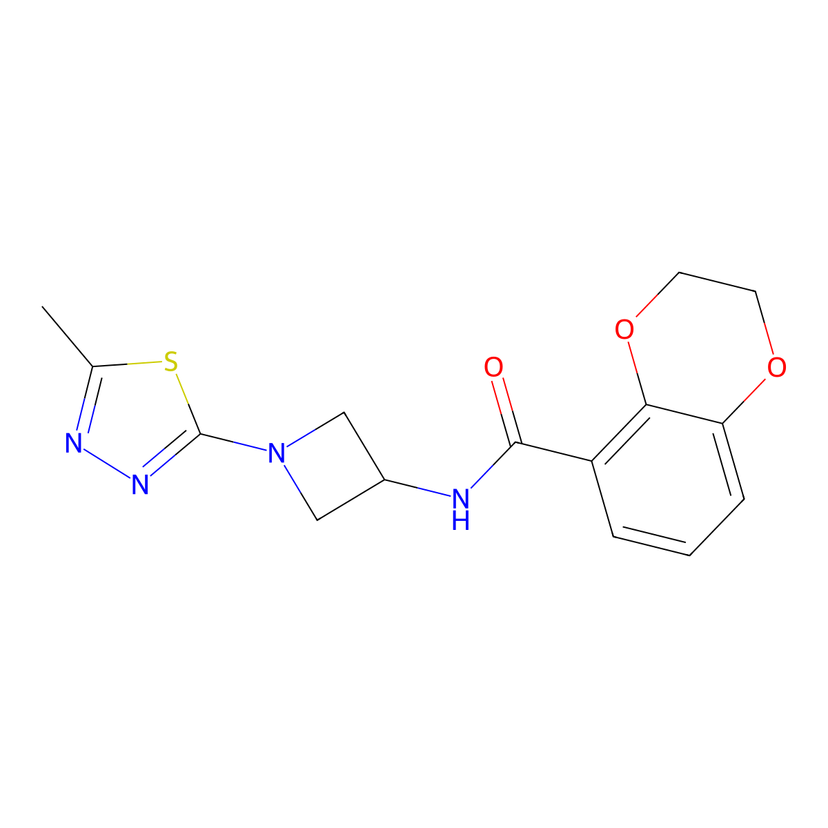 N-[1-(5-Methyl-1,3,4-thiadiazol-2-yl)azetidin-3-yl]-2,3-dihydro-1,4-benzodioxine-5-carboxamide molecular structure, CAS 2415519-82-1