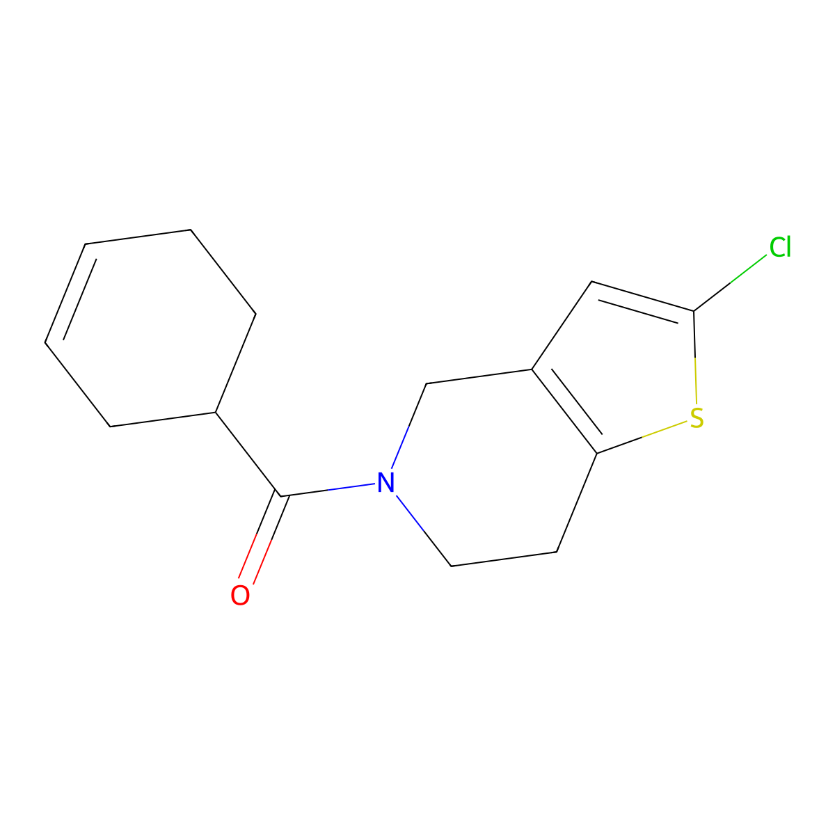 2-chloro-5-(cyclohex-3-ene-1-carbonyl)-4H,5H,6H,7H-thieno[3,2-c]pyridine molecular structure, CAS 2415519-84-3