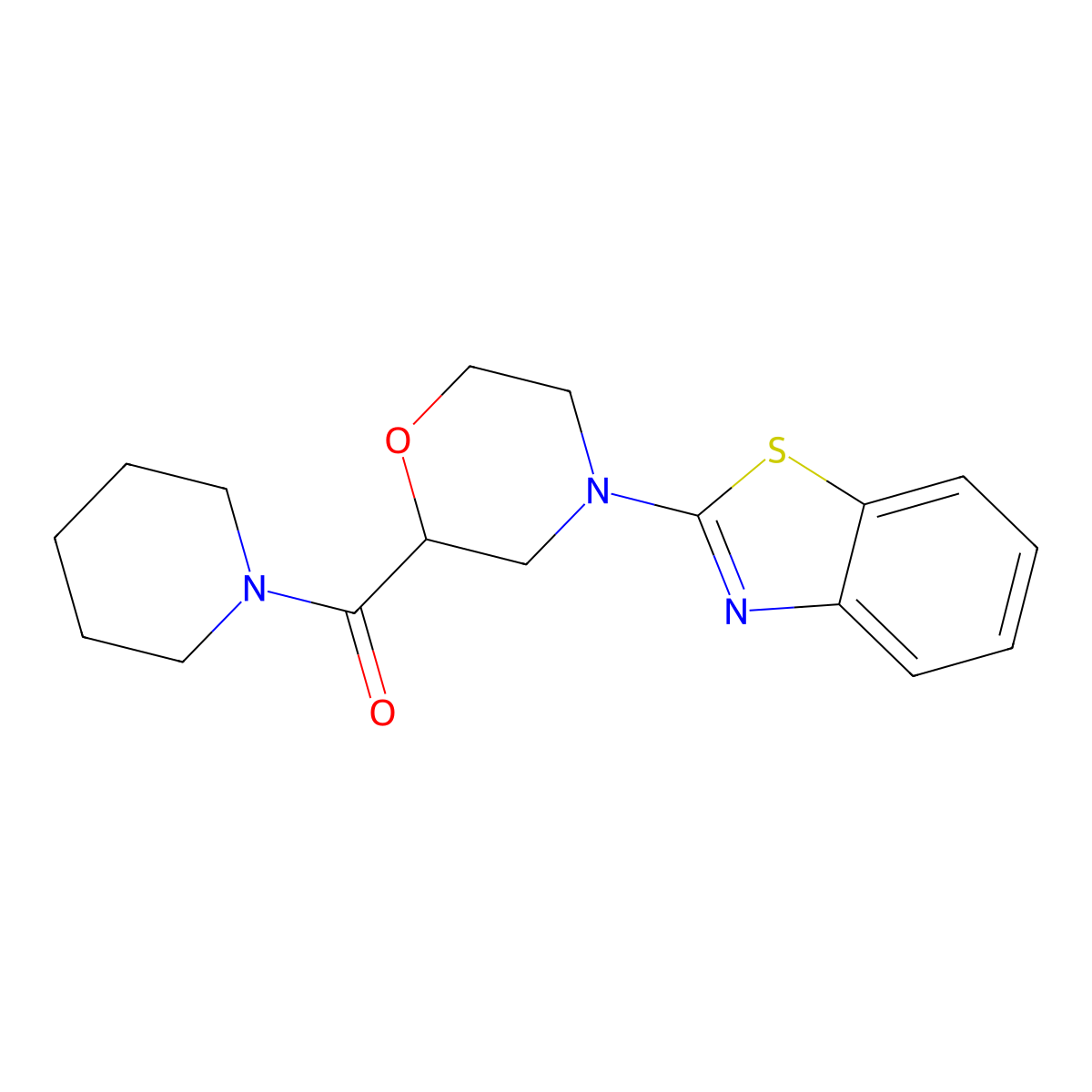 2-[2-(Piperidine-1-carbonyl)morpholin-4-yl]-1,3-benzothiazole molecular structure, CAS 2415519-86-5