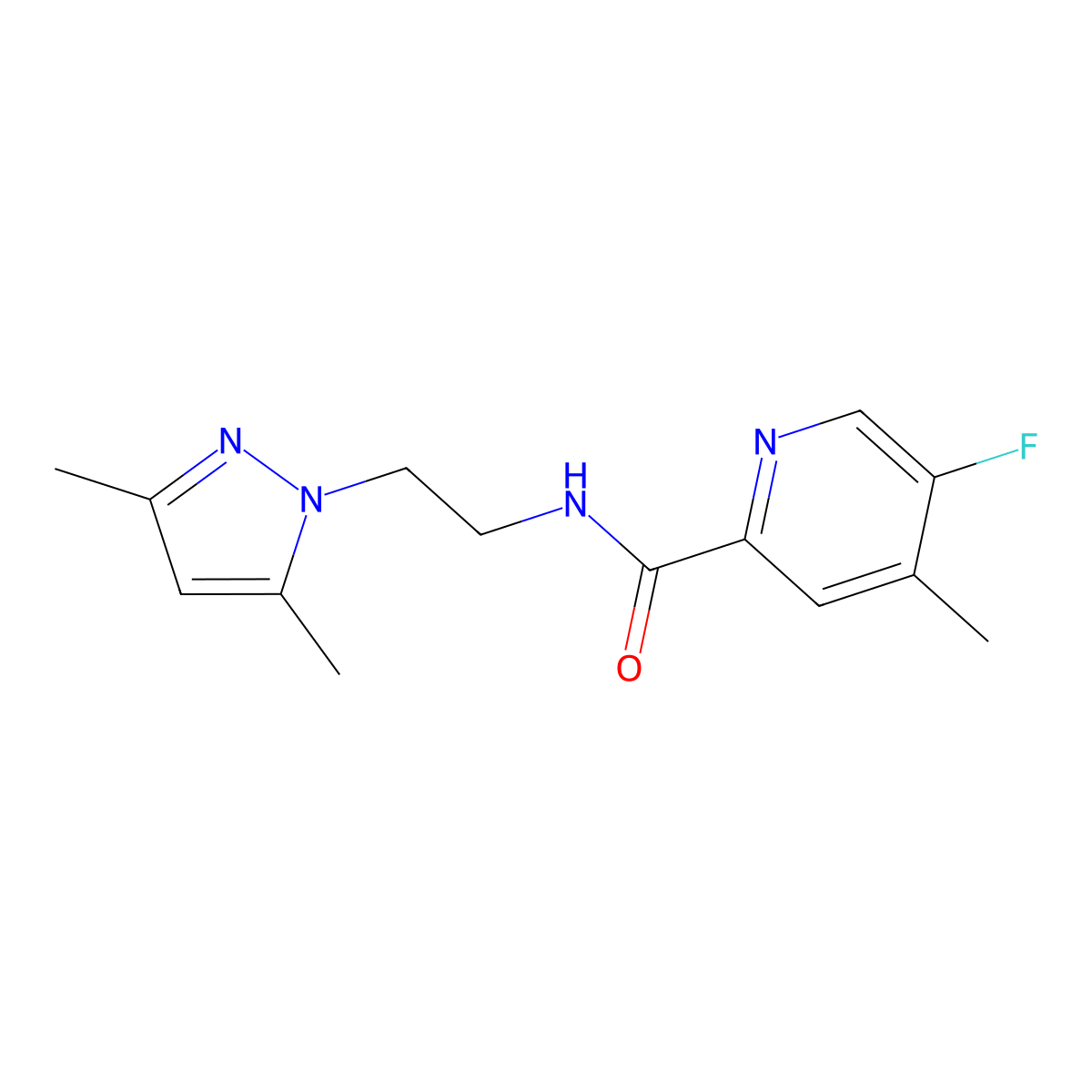 N-[2-(3,5-dimethyl-1H-pyrazol-1-yl)ethyl]-5-fluoro-4-methylpyridine-2-carboxamide molecular structure, CAS 2415519-87-6