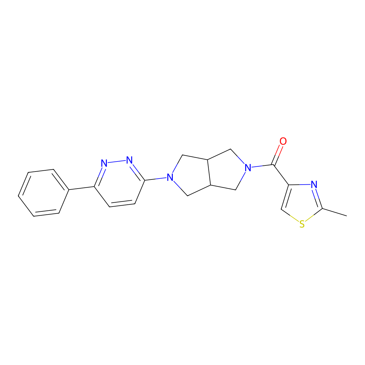 3-[5-(2-Methyl-1,3-thiazole-4-carbonyl)-octahydropyrrolo[3,4-c]pyrrol-2-yl]-6-phenylpyridazine molecular structure, CAS 2415519-88-7