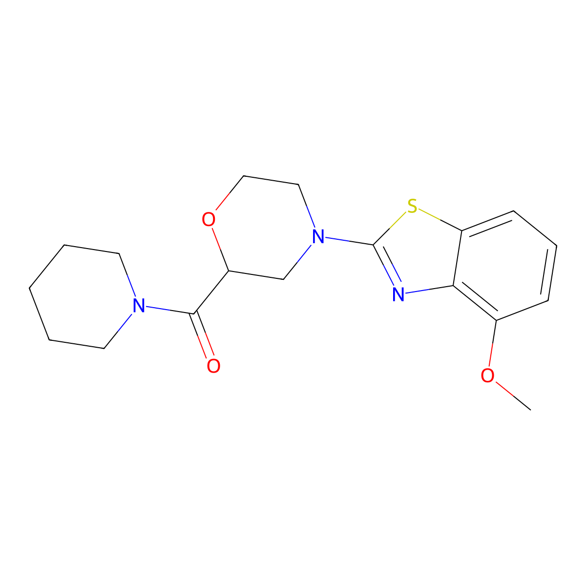 4-Methoxy-2-[2-(piperidine-1-carbonyl)morpholin-4-yl]-1,3-benzothiazole molecular structure, CAS 2415519-89-8